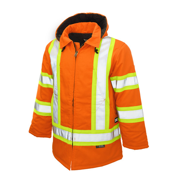 Tough Duck Class 1 Hi Vis Two-Tone X-Back Orange Cotton Duck Parka S157